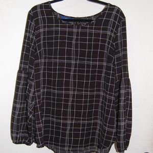 Black and white plaid, chiffon top
